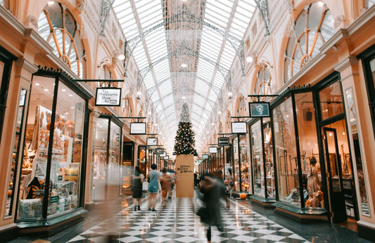 Melbourne mall with shoppers and storefronts