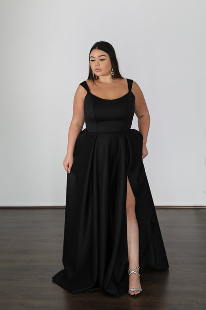 full skirt black formal dress with fitted too